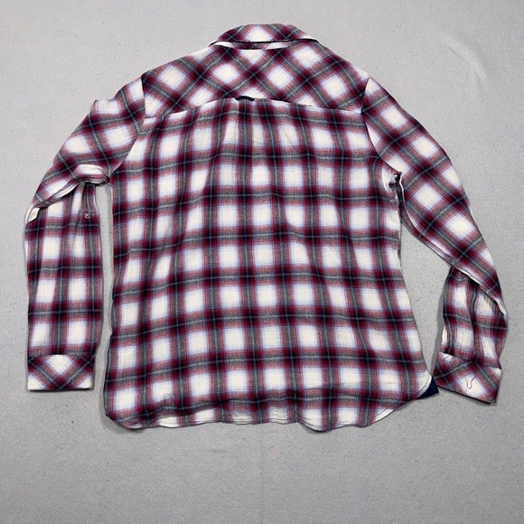 Kut From The Cloth Flannel Shirt Women Medium Plaid Button Down Roll Up Sleeve - Picture 11 of 12